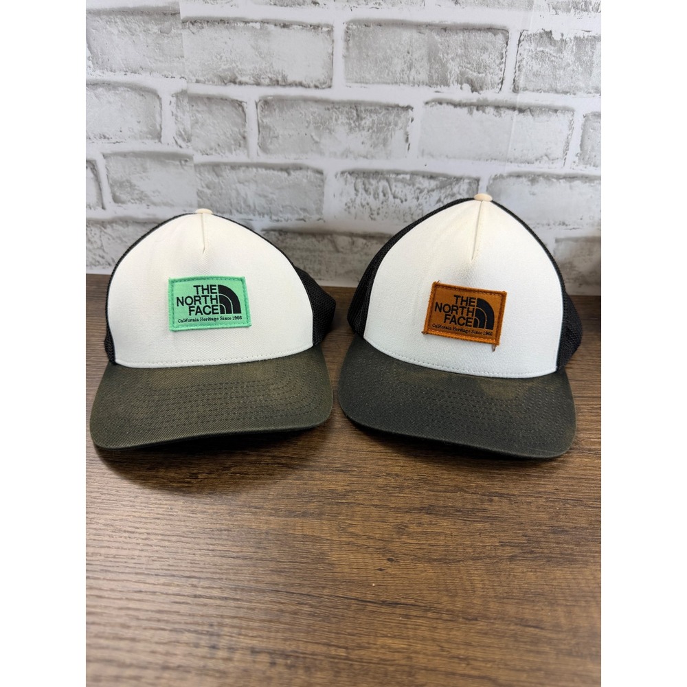 The North Face Flexfit 110 Trucker Hat Set of 2 White Olive Mesh Snapback Caps